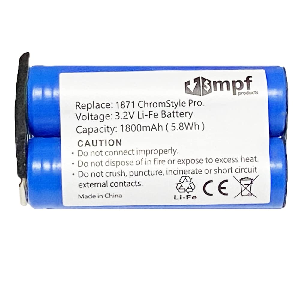 MPF Products 1800mAh 3.2V 1871-7960 Battery Replacement Compatible with WAHL1871 Moser 1871 ChromStyle Pro, 1871-0071, 1871-0072 Cordless Hair Beauty and Personal Care MPF Products