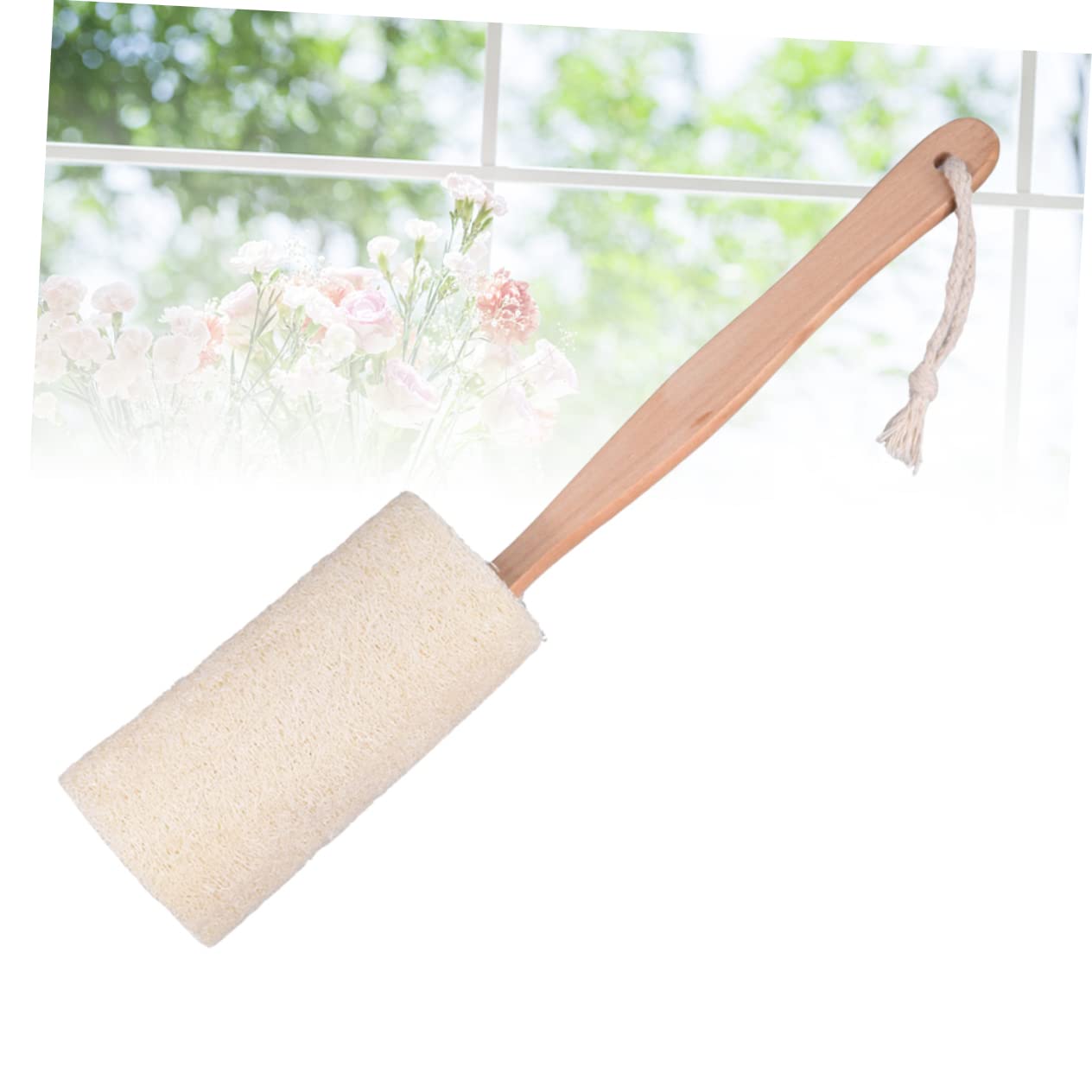 OUNONA Natural Exfoliating Shower Brush with Long Wooden Handle Raw Wood Body Scrubber Loofah for Gentle Bathing and Smooth Skin Suitable for Oily Beauty and Personal Care OUNONA