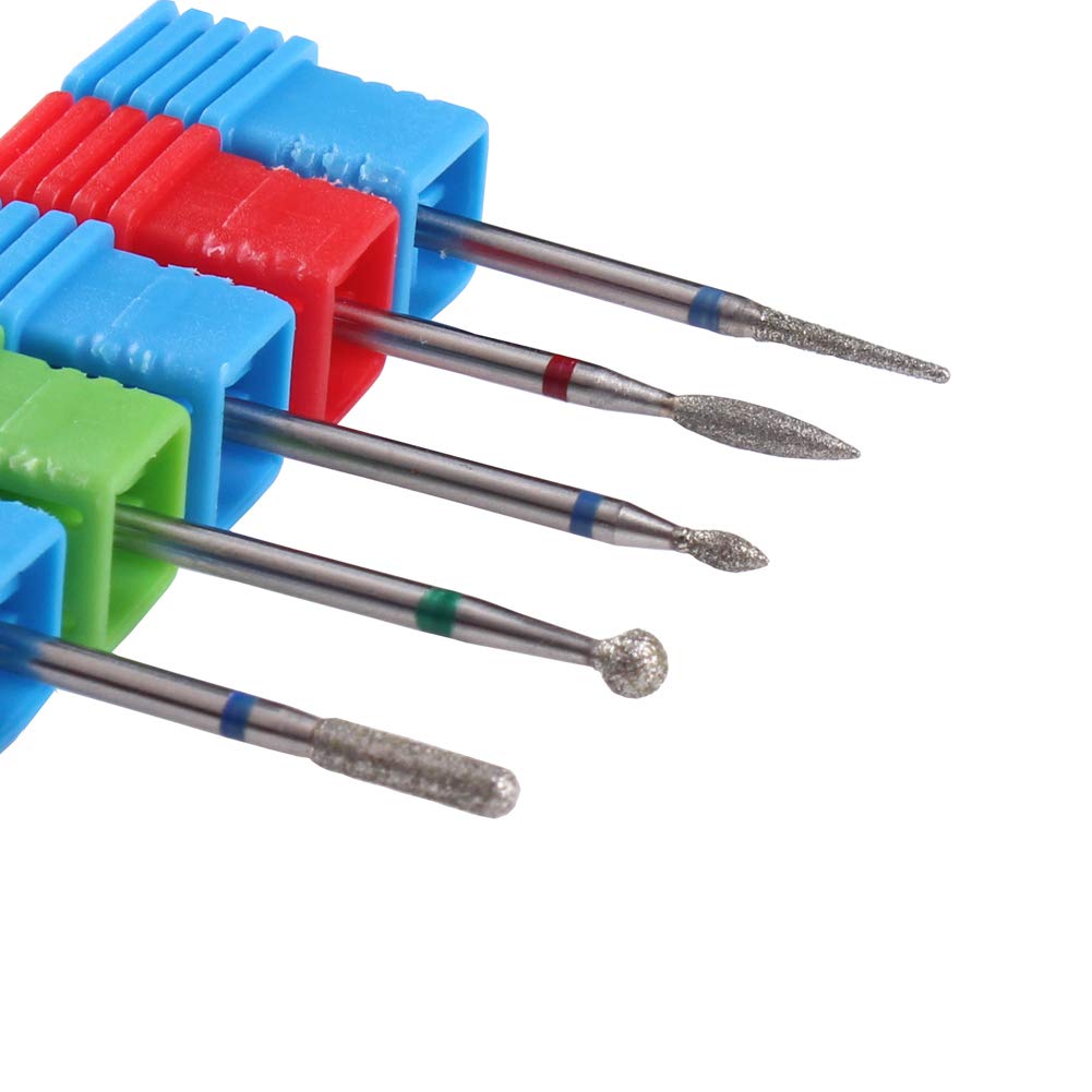 MZCMSL Russian Manicure Drill Bits, Cylinder/Ball/Flame/Needle Cuticle Bit,3/32 Shank Diamond Nail Drill Bit,5pcs Beauty & Personal Care MZCMSL