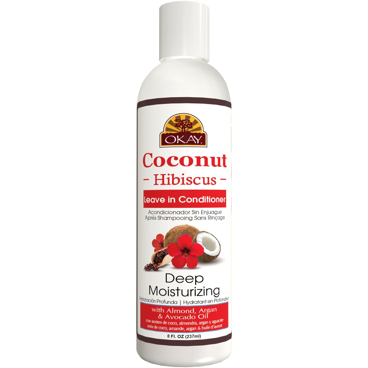 OKAY | Coconut Hibiscus Leave-In Conditioner | For All Hair Types & Textures | Restore - Hydrate - Strengthen | With Almond, Argan & Avocado Oil | Beauty & Personal Care OKAY