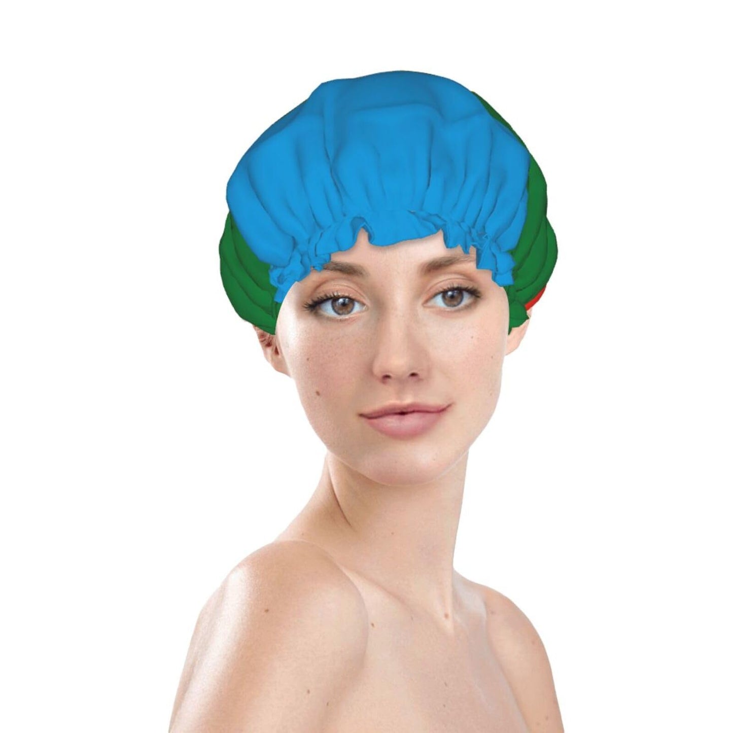 Karachay Cherkessia Flag Prints Shower Cap Double Layer Lined Waterproof Bathing Shower Hat Beauty and Personal Care Hayyett
