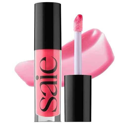 Saie Glossybounce - Hydrating Lip Gloss and Tinted Lip Oil Hybrid with Hyaluronic Acid & Jojoba Oil for Non-Sticky, Ultra-Shiny, Plump & Soft Lips - Beauty & Personal Care Saie