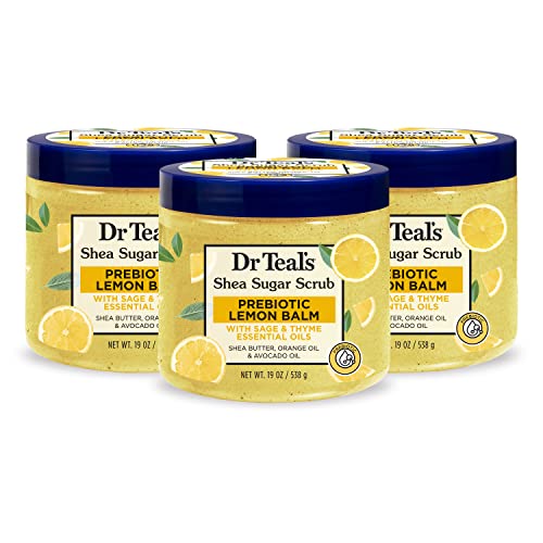 Dr Teal's Shea Sugar Scrub, Prebiotic Lemon Balm, 19 oz (Pack of 3) Beauty & Personal Care Dr Teal's