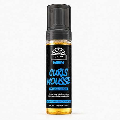 OKAY Men's Curls Mousse 7.5 oz - Lightweight Curl Defining Hair Styling Foam for Men, Enhances Natural Curls, Controls Frizz, Adds Volume & Flexible Beauty & Personal Care OKAY