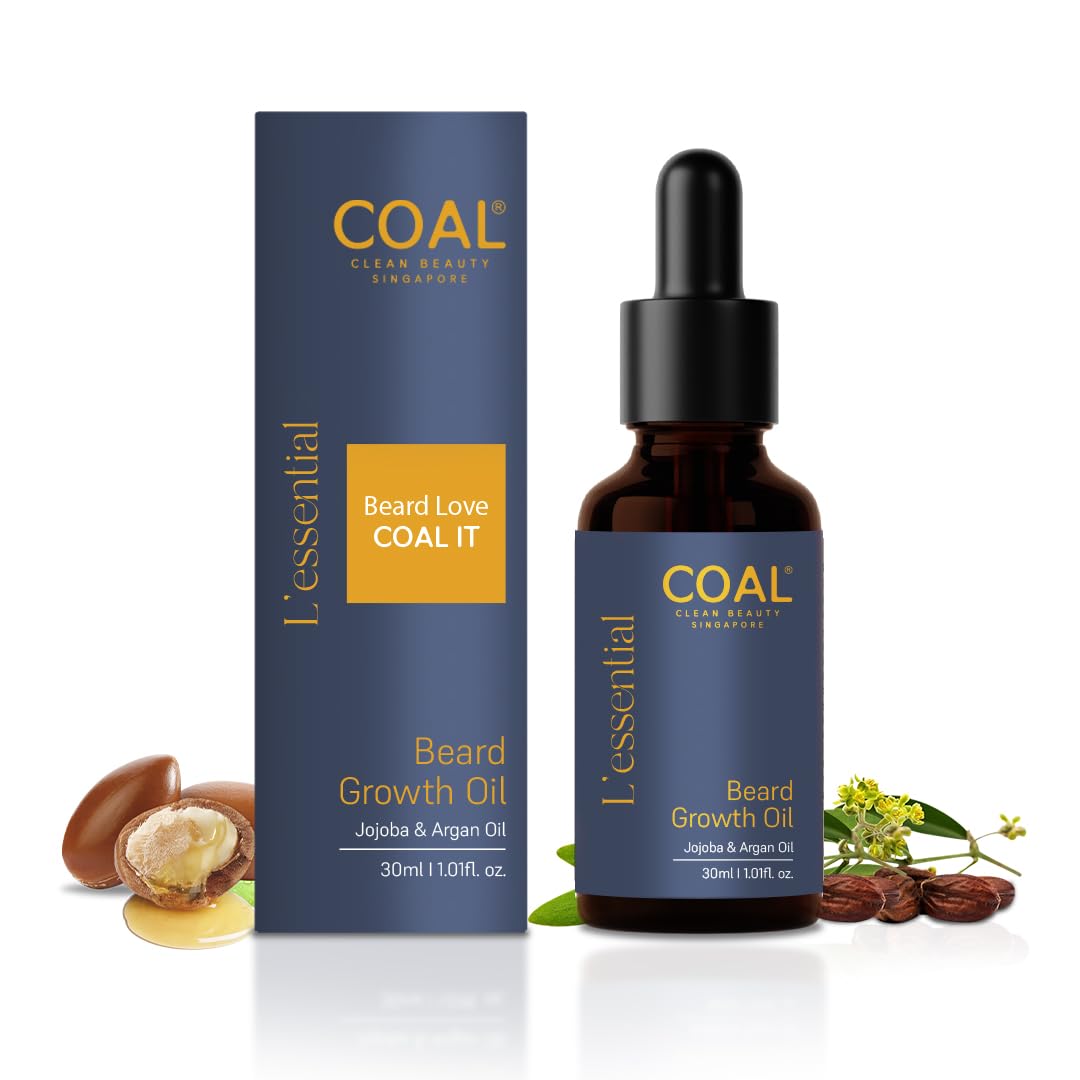 COAL CLEAN BEAUTY Beard Growth Oil Coconut, Jojoba, Argan, Vetiver & Sesame Oils Strengthens, Darkens, Softens & Moisturizes Beard Growth Men All Beauty and Personal Care COAL CLEAN BEAUTY