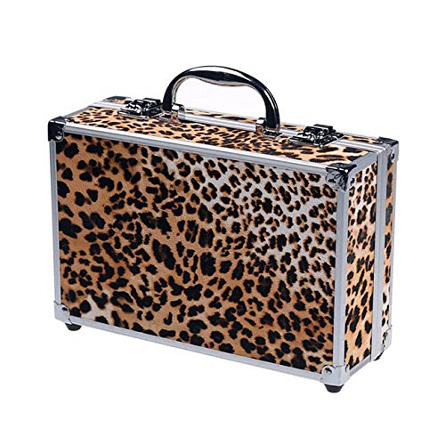 Cameo Cosmetics Premium 51pc Beauty Case Make Up Set with Reusable Aluminum Leopard Case - Eyeshadows, Lipsticks, Blushers, Lip Glosses, Brushes,