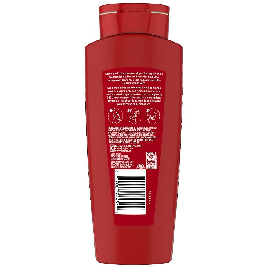 Old Spice Captain Scent of Bergamot Body Wash 21 fl oz - Pack of 4 Beauty & Personal Care Old Spice