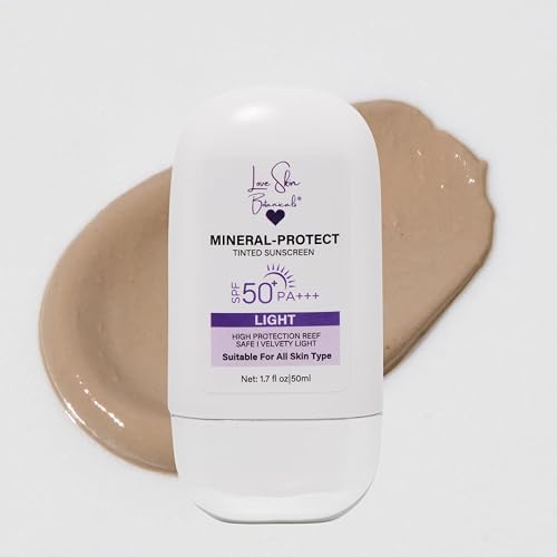 Love Skin Botanicals Mineral Protect Tinted Sunscreen SPF 50 PA+++ - Light Tint | 100% Mineral, Reef-Safe, Chemical-Free, Unscented, Daily Face Beauty & Personal Care love skin botanicals