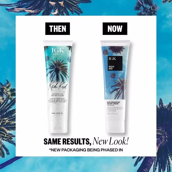 IGK RICH KID Wave Enhancing Air-Dry Cream | Hold + Texture + Shine | Vegan + Cruelty Free | 5 Oz Beauty & Personal Care IGK