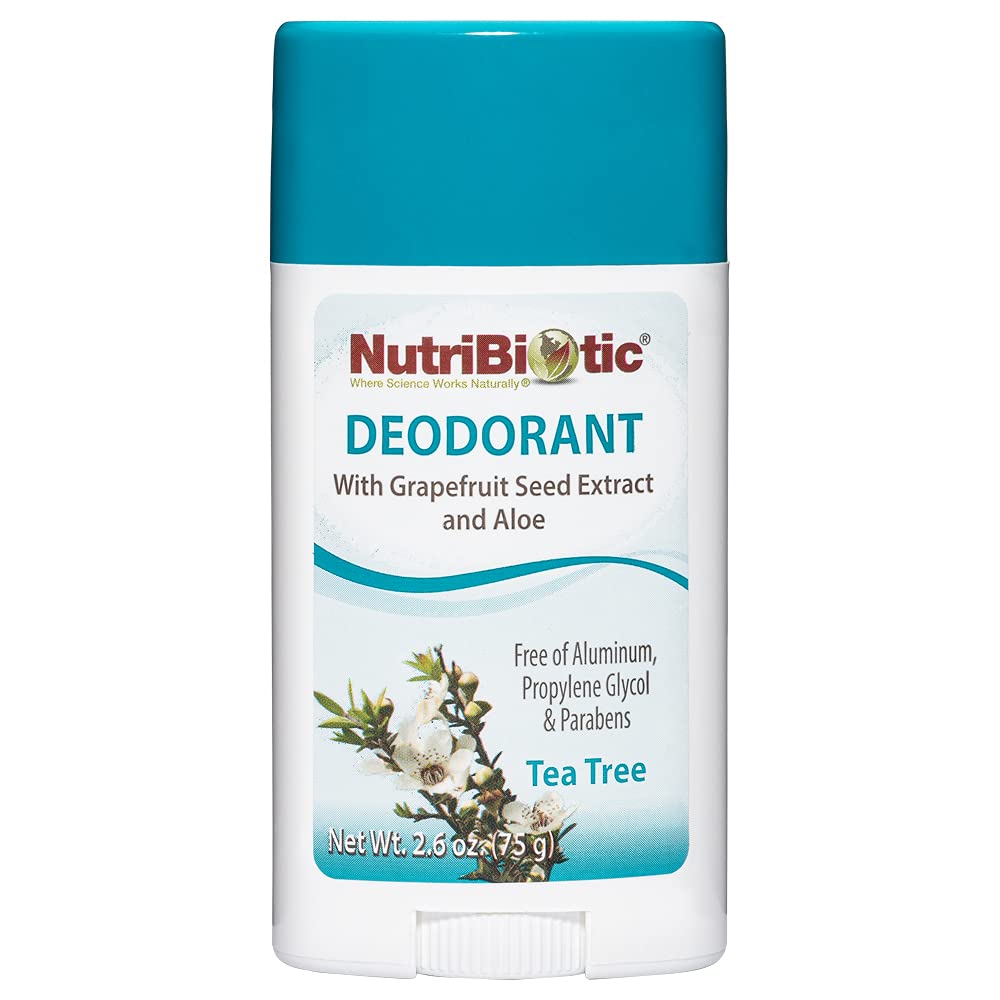 NutriBiotic Deodorant, Tea Tree with GSE, 2.6 Ounce Stick - with Witch Hazel, Grapefruit Seed Extract, Aloe, Tea Tree & Peppermint - Vegan & Free Beauty and Personal Care NutriBiotic