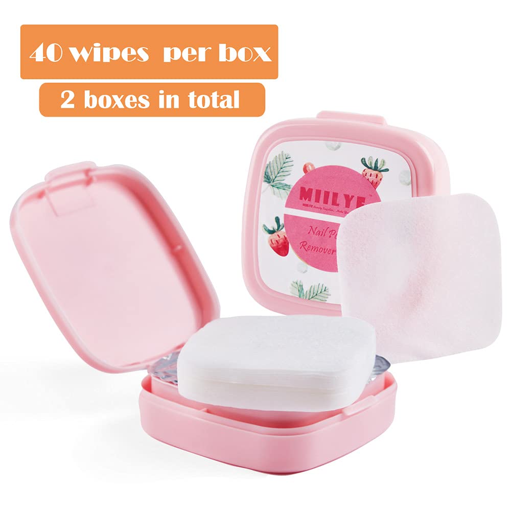 80PCS Nail Polish Remover Pads in Box, Easy to Carry | Instant Removal | Lint Free Nail Polish Wipes for Natural Air-Dried Water/Oil Based Nail Polish Beauty & Personal Care MIILYE