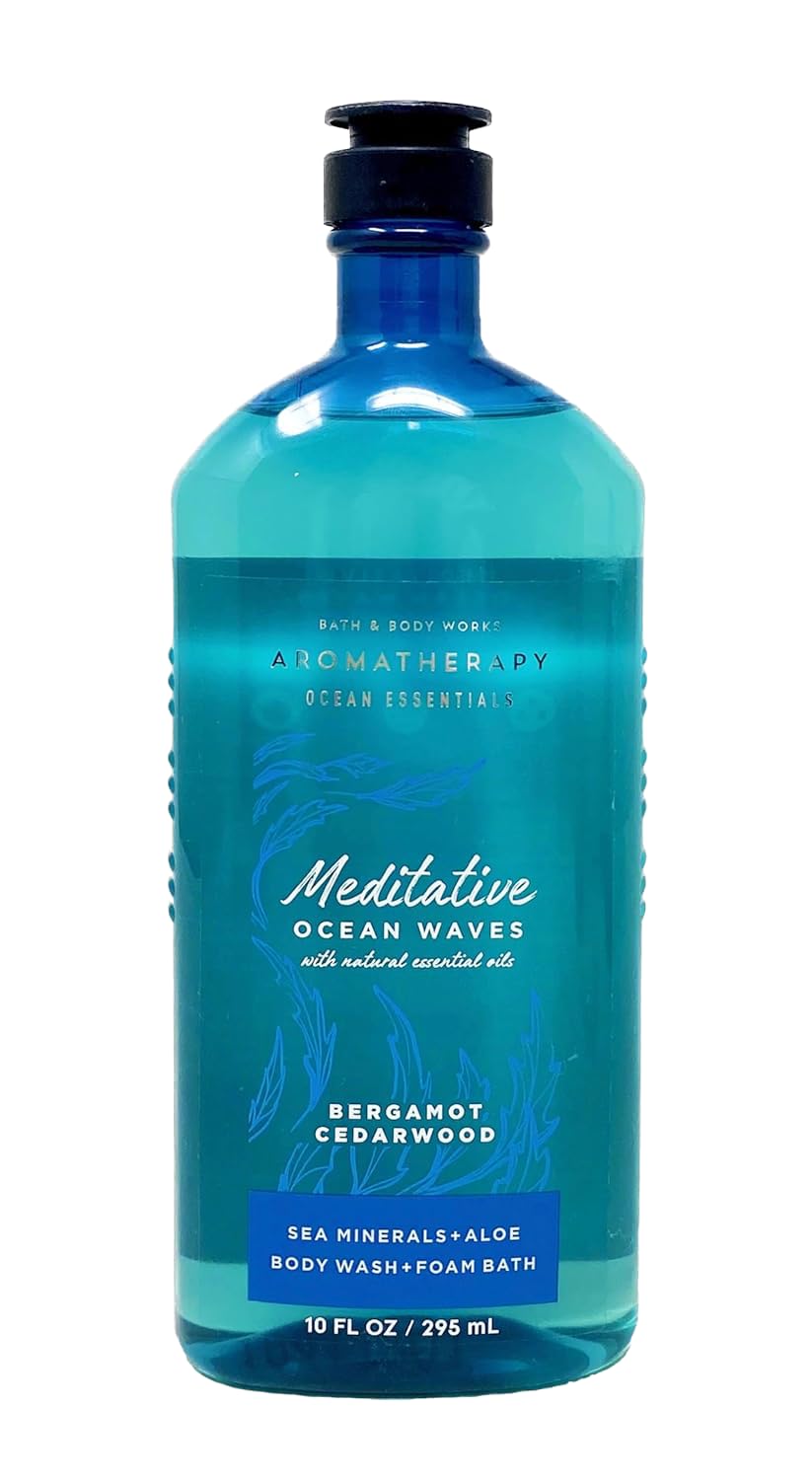 Bath & Body Works Meditative Ocean Waves Bergamot Cedarwood Body Wash and Foam Bath, 10 Ounces, Aromatherapy Ocean Essentials Collection Beauty & Personal Care Bath & Body Works