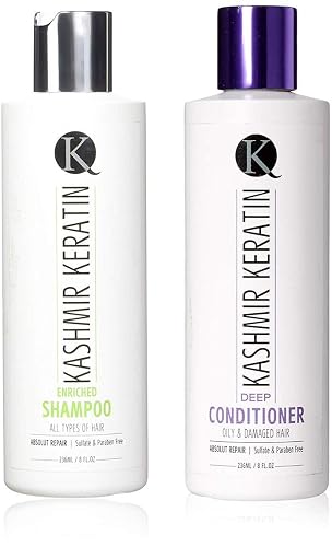 Keratin Enriched 8oz Hair Care Set (8oz Shamp/8oz Deep Cond) Beauty & Personal Care Kashmir Hair Systems