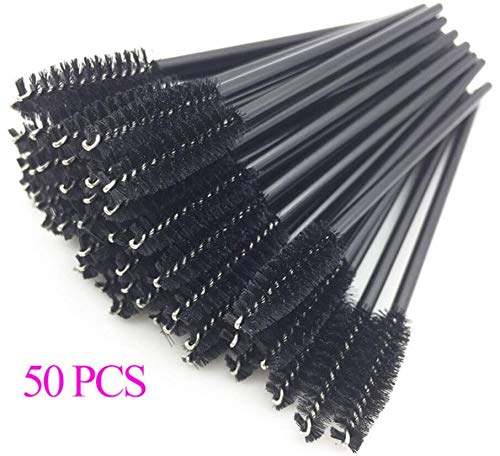 50 Pcs Eyelash Brushes Makeups Brushes Disposable Mascara Wands Applicator Eye lashes Cosmetic Brush Maquiagem Makeup Tool (black)