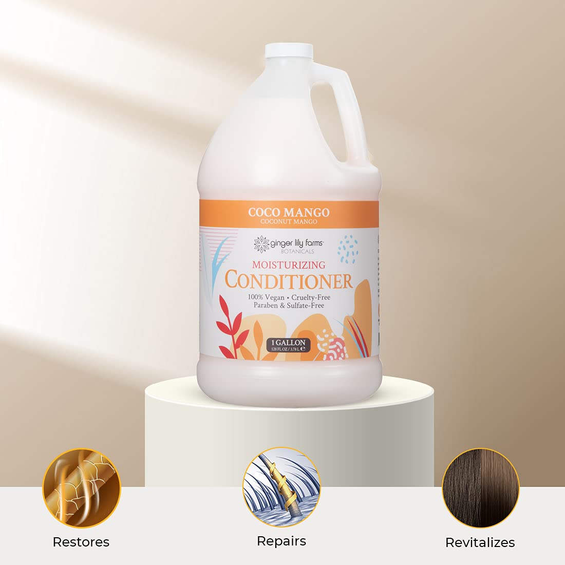 Ginger Lily Farms Botanicals Moisturizing Conditioner for All Hair Types, Coco Mango, 100% Vegan & Cruelty-Free, Coconut Mango Scent, 1 Gallon Refill Beauty & Personal Care Ginger Lily Farms