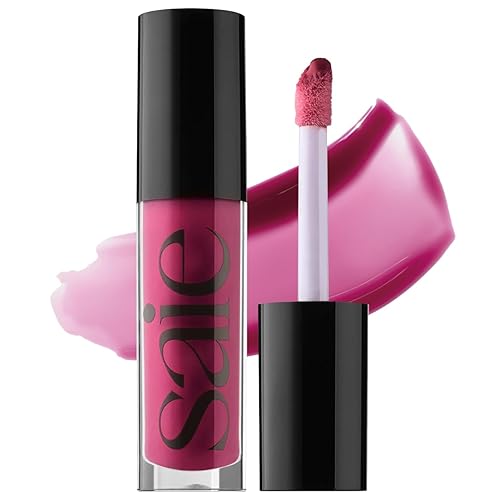 Saie Glossybounce - Hydrating Lip Gloss and Tinted Lip Oil Hybrid with Hyaluronic Acid & Jojoba Oil for Non-Sticky, Ultra-Shiny, Plump & Soft Lips - Beauty & Personal Care Saie