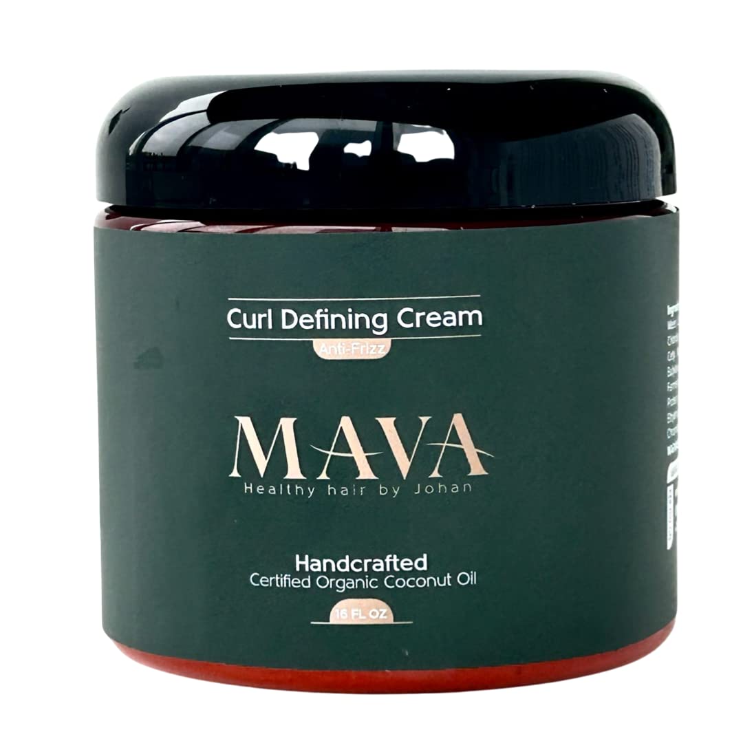 Mava -Curl Defining Cream, Coconut Oil, and Oat & Bamboo Extracts, Curl Defining Cream for Chemically Treated & Naturally Coarse Hair, 16oz Beauty & Personal Care Mava