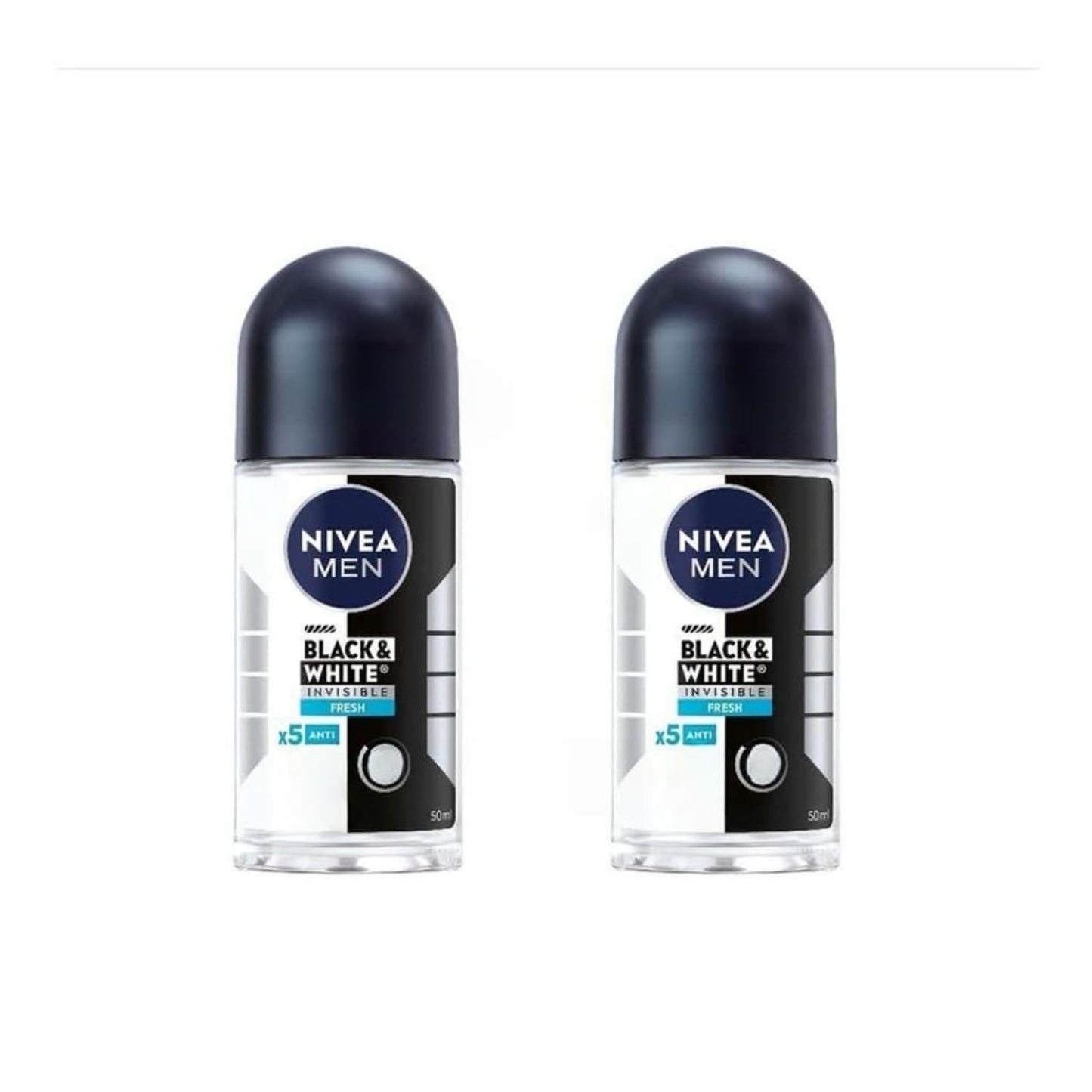 Nivea Black & White Invisible Roll-On Deodorant - 1.69 fl oz - Pack of 2 Beauty and Personal Care NIVEA