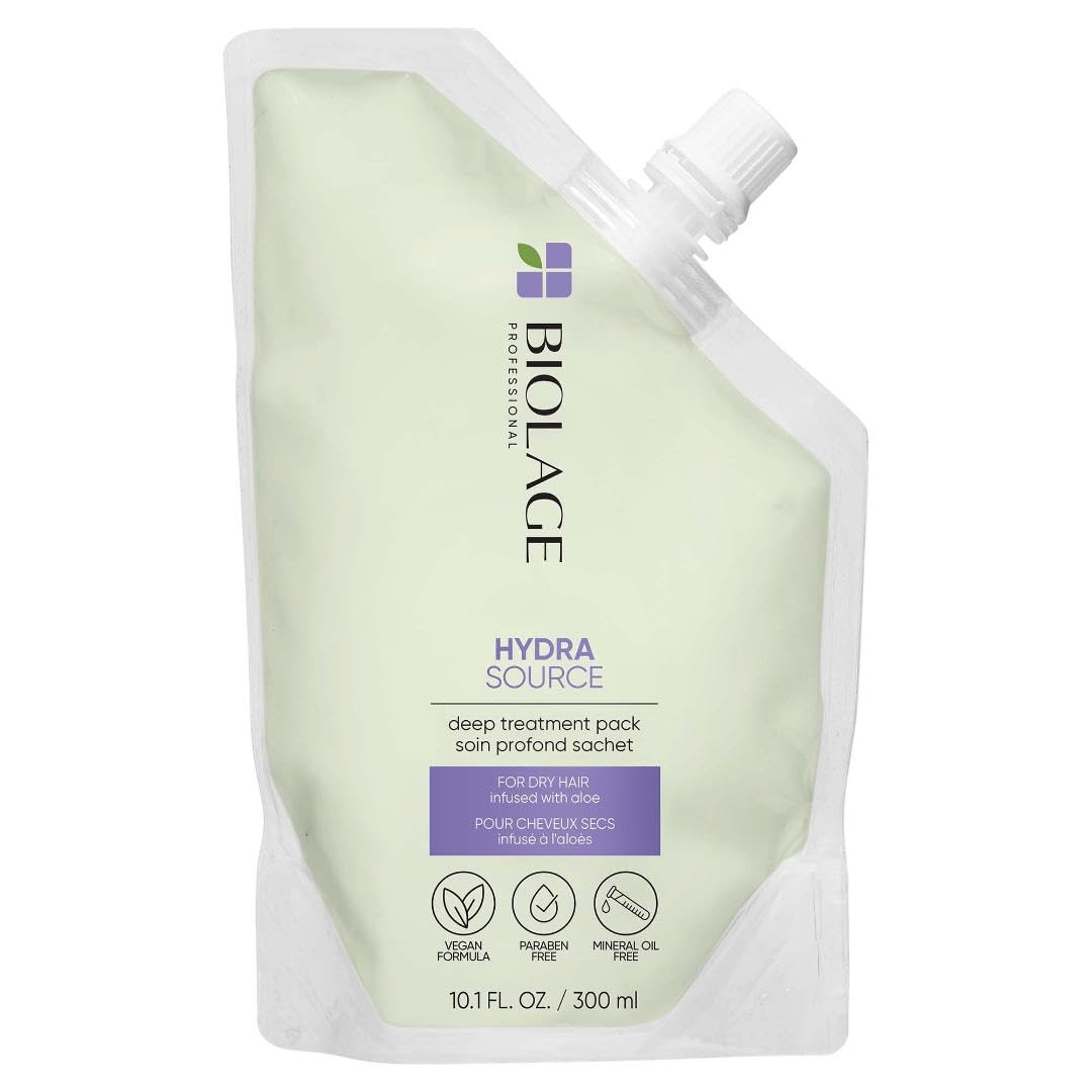 Biolage Hydra Source Deep Treatment Pack | Moisturizing & Strengthening Hair Mask | With Aloe | For Dry, Damaged Hair | Paraben Free | Vegan | Cruelty Beauty & Personal Care Biolage