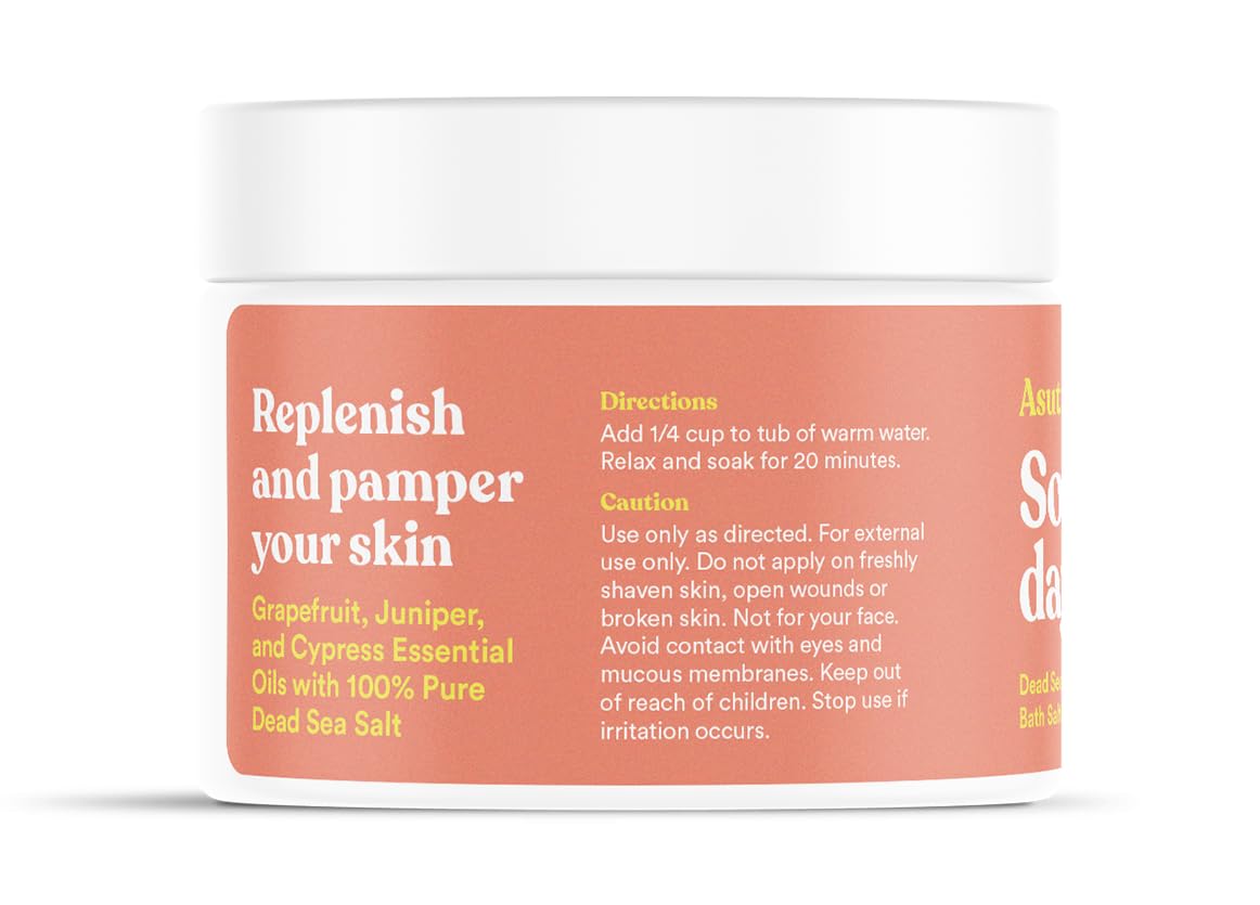ASUTRA Dead Sea Bath Salts (Skin Rejuvenator), 16 oz - Soak in Rich & Vital Healing Minerals - Pamper & Soften Skin with Grapefruit, Juniper Beauty and Personal Care ASUTRA