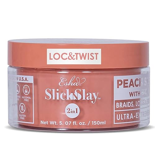 Esha Slick N Slay Braiding Gel - 3-in-1 Ultra Extreme Hold, Hydrating & Conditioning Gel for Hair, Locs, Twists, Braids (PEACH, 5 oz.) Beauty & Personal Care Esha