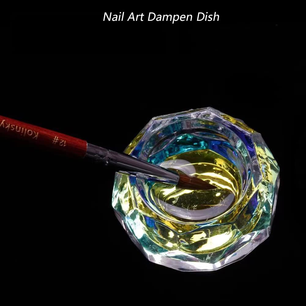 Nail Dappen Dish with Lid, ForSewian Crystal Glass Nail Monomer Dampen Dish Holder for Nail Acrylic Liquid & Powder Beauty & Personal Care ForSewian