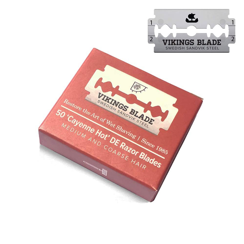 VIKINGS BLADE Double Edge Safety Razor Blades, 50x Blades, Swedish Steel + Platinum Coated, Replacement Razor Blades & Refills (Semi-Aggressive Beauty and Personal Care Vikings Blade