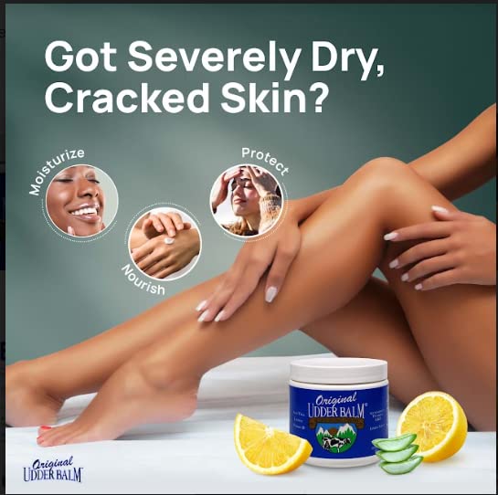 Original Udder Balm Jar - Made in USA - Extra Thick Udder Cream & Hand Balm for Dry Skin, Cracked Heels, Rough Hands - Deep Moisture Heel Cream & Foot Beauty & Personal Care Original Udder Balm