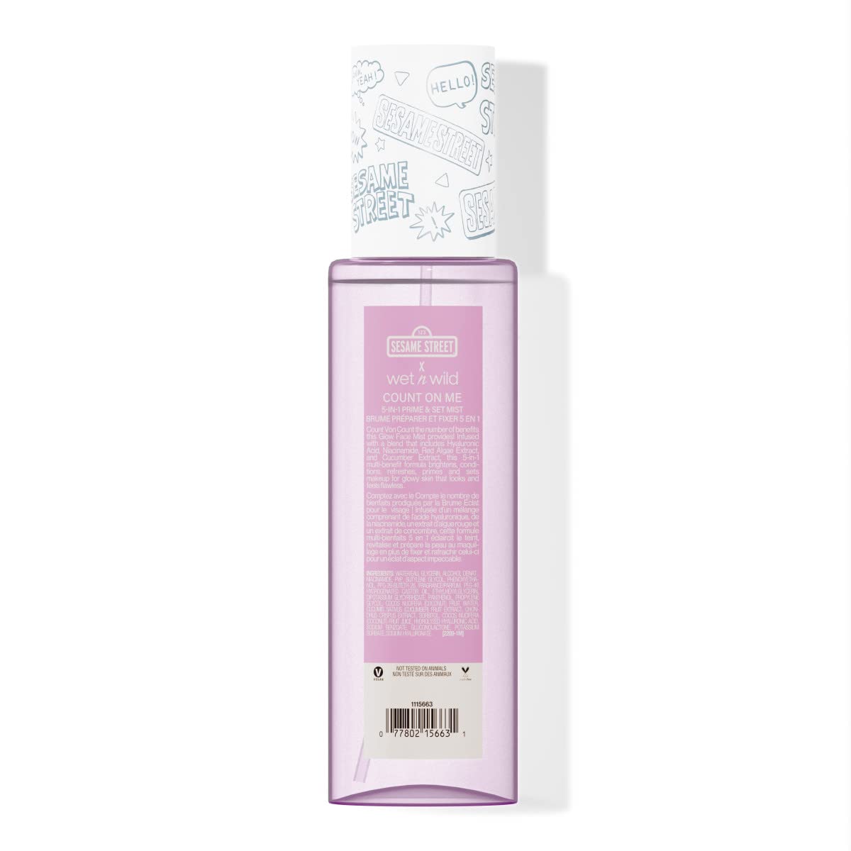 wet n wild Sesame Street 5-in-1 Prime & Set Face Mist, Floral Scented Makeup Setting Spray with Hyaluronic Acid & Niacinamide, Cruelty-Free - Count On