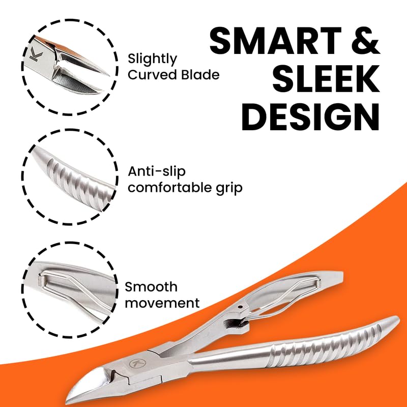 Kohm Ingrown Toenail Clippers | Super Control Cuticle Trimmer & Wide Jaws - Precision Stainless Steel Nail Nippers for Thick & Ingrown Nails | Beauty & Personal Care wholehealthsupply