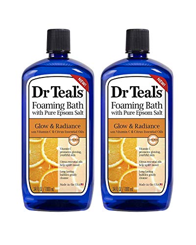 Dr. Teal's Glow & Radiance with Vitamin C & Citrus Essential Oils Foaming Bath 34oz Pack of 2 Beauty and Personal Care Dr Teal's
