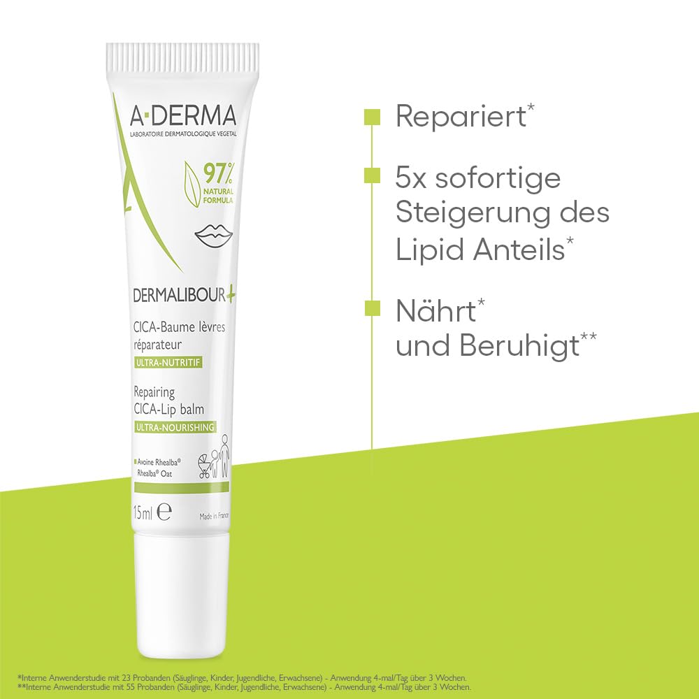 A-derma Dermalibour+ Repairing Cica-lip Balm 15 Ml Beauty and Personal Care A-Derma