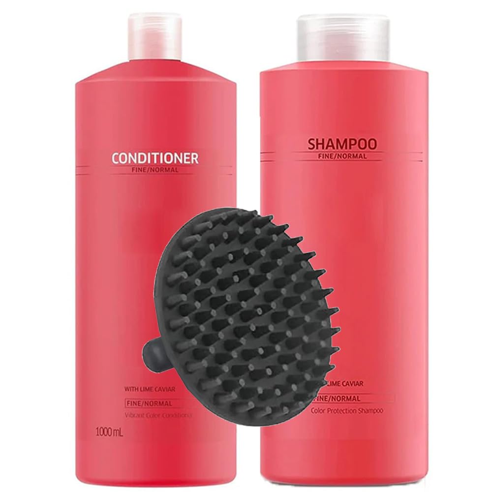Invigo Brilliance Shampoo & Conditioner 1 Liter Duo Set + M Hair Designs Scalp Brush - Color-Safe, Shine-Enhancing, Sulfate-Free Hair Care for Normal Beauty & Personal Care M Hair Designs