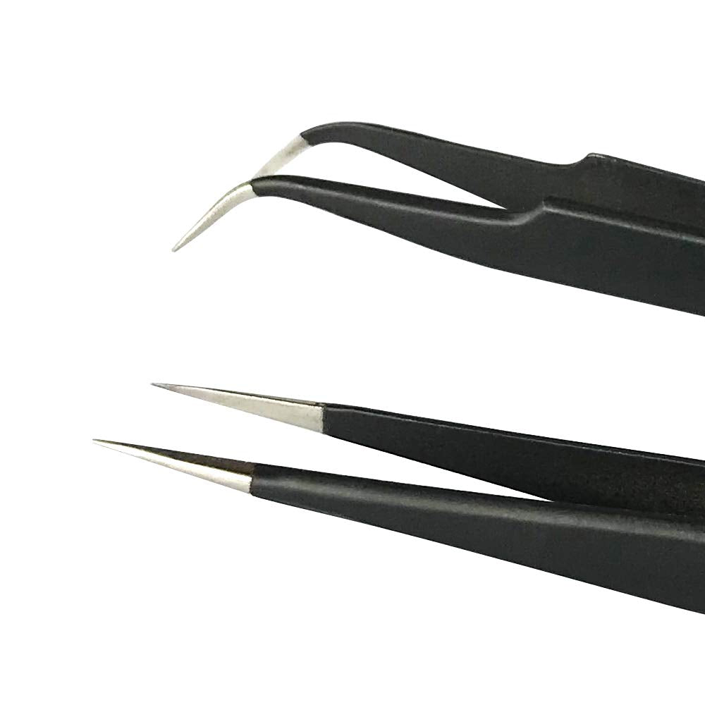 Winstonia 2 Pcs Tweezer Set - Stainless Steel Pointy Professional Beauty Tools - Manicure, Jewelry, Blackhead, Ingrown Hair, Splinter Removal Tweezers Beauty and Personal Care Winstonia