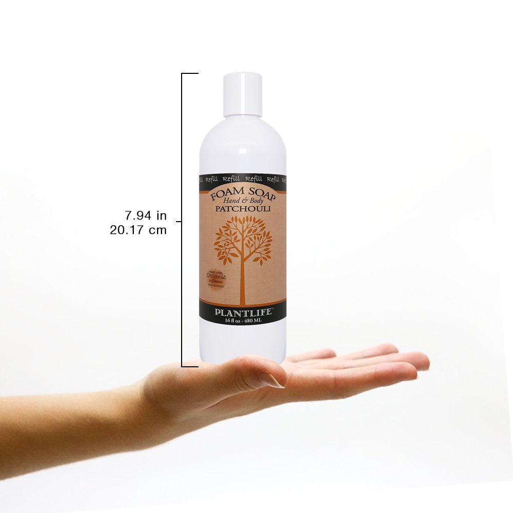 Plantlife Patchouli Foam Soap Refill - Moisturizing Plant Based Foam Soap for All Skin Types - Ideal as a Hand & Body wash, Shaving Cream, & Foaming Beauty & Personal Care Plantlife