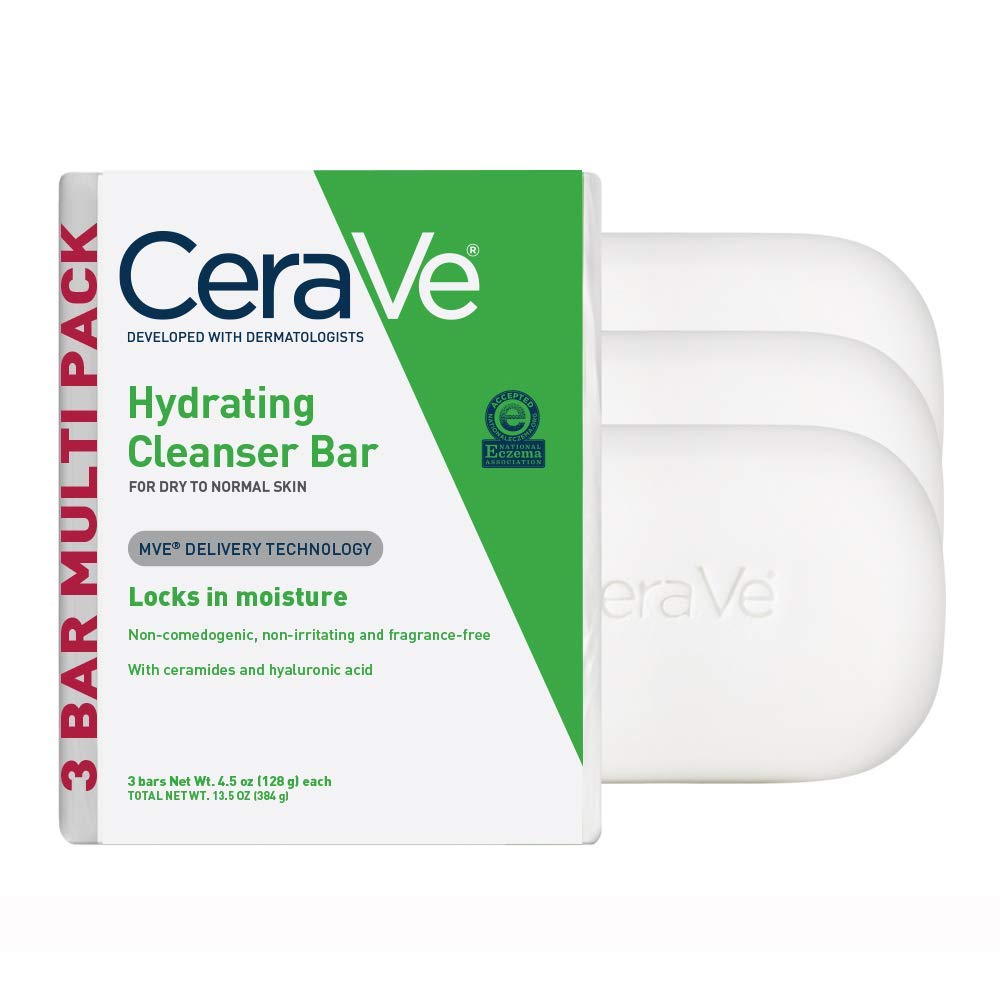 CeraVe Hydrating Cleanser Bar | Soap-Free Body and Facial Cleanser with 5% Moisturizing Cream | 3-Pack, 4.5 Ounce Each Beauty & Personal Care CeraVe