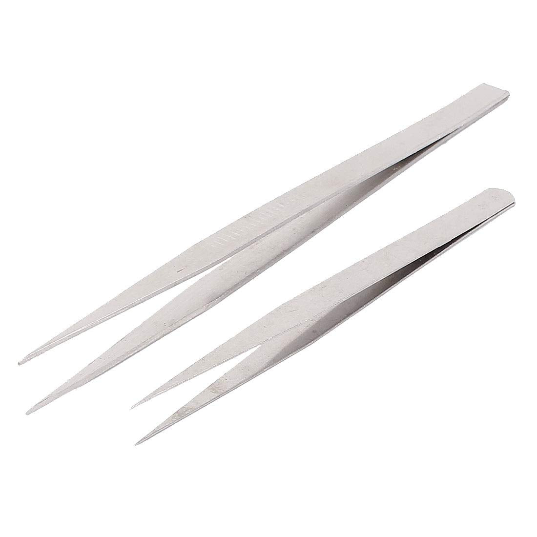 Aexit Silver Tone Metal Polished Tip Straight Tweezers Hand Tool 2 in 1 (35f7180e550589738d1a87fde9efc53e) Beauty and Personal Care Aexit