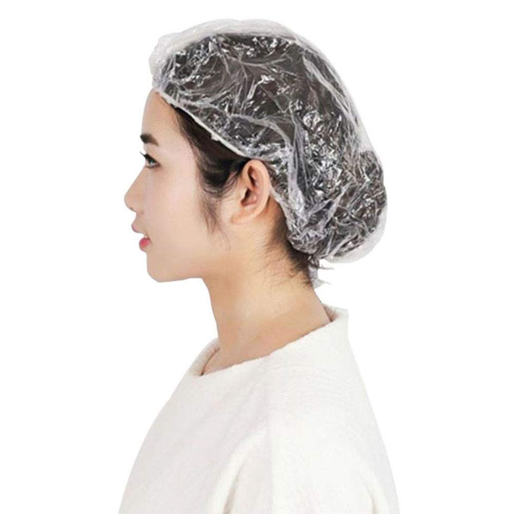 Disposable Shower Caps 100 pack, Larger Bigger Thick Plastic Waterproof Hair Processing Caps For Women Girls Men, SPA, Hair Salon, Hotel, Travel, Bath Beauty and Personal Care MrSunix