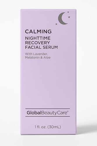 Global Beauty Care Calming NIghttime Recovery Facial Serum With Lavender, Melatonin & Aloe 1 Fl. Oz (30mL) Beauty & Personal Care Global Beauty Care