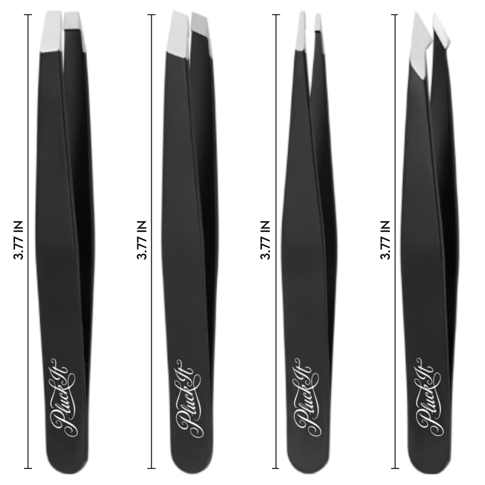 Pluck It 7pc Eyebrow Kit & Tweezers for Facial Hair Women & Men, Professional Precision Tweezers Eyebrow Set with 5X Magnifying Mirror & Scissors Beauty and Personal Care Coveted Cosmetics