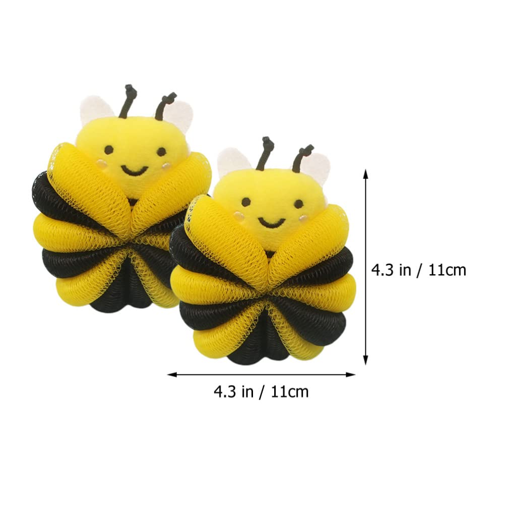 Beaupretty Little Bee Bathing Ball 2 Pack Kids Cartoon Shower Loofah Body Scrubber with Hanging Lanyard for Gentle Exfoliating and Quick Drying Beauty and Personal Care Beaupretty