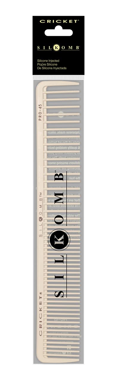Cricket Silkomb Pro-45 All Purpose Professional Hair Stylist Comb - Japanese Made, Silicone Injected, Dual Tooth Patterns for Detangling, Cutting Beauty & Personal Care Cricket