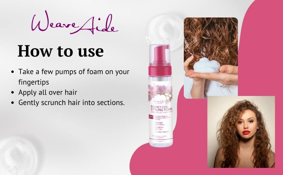 Weave Aide Bouncy Curl Styling Mousse - 8 oz. Frizz Control for Curl Definition and Enhancement, Anti-Frizz Formula Beauty & Personal Care Swing It Inc
