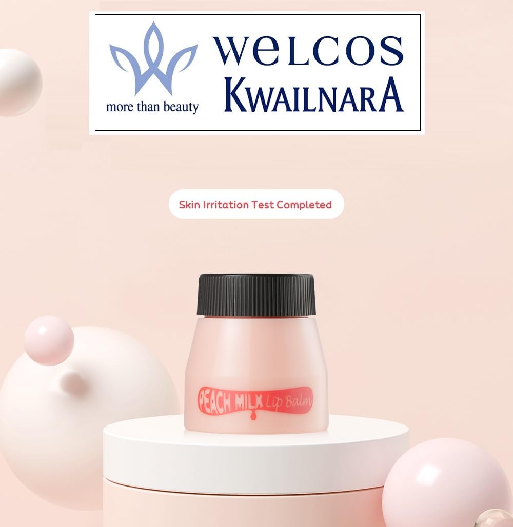 WELCOS Kwailnara Milk Lip Balm with Royal Jelly & Milk Extracts for Hydrating and Nourishing Care - Korean Lip Care - Peach Flavor - Adds Natural Tint Beauty and Personal Care Kwailnara