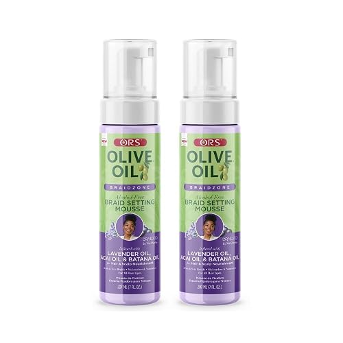 ORS Olive Oil Braidzone Braid Setting Mousse with Lavender, Acai & Batana Oil 7 Ounces (Pack of 2) Beauty & Personal Care ORS