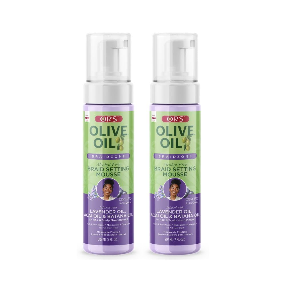 ORS Olive Oil Braidzone Braid Setting Mousse with Lavender, Acai & Batana Oil 7 Ounces (Pack of 2) Beauty & Personal Care ORS