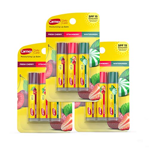 Carmex Daily Care Moisturizing Lip Balm Sticks, SPF 15, Multi-Flavor Lip Balm Pack, 9 Count (3 Packs of 3) Beauty & Personal Care Carmex