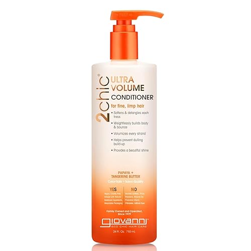 GIOVANNI 2chic Ultra-Volume Conditioner - Daily Volumizing Formula with Papaya & Tangerine Butter, Promotes Weightless Control for Fine Limp Thin Beauty & Personal Care GIOVANNI
