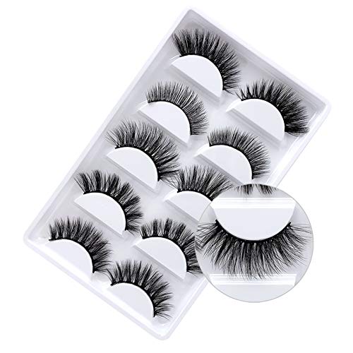 3D Mink False Eyelashes Luxurious Cross Thick Long Fake Eye Lashes Eye Makeup-5 Pairs (5pair mixed) Beauty & Personal Care Aonmik