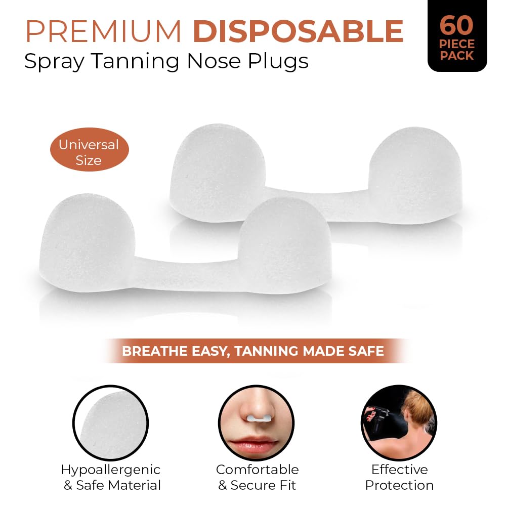 Bronze Tan Disposable Nose Filters for Professional Spray Tan - 60 Pieces, Spray Tanning Supplies - Also Ideal for Allergies & Dust - Spray Tan Nose Beauty & Personal Care Existing Beauty